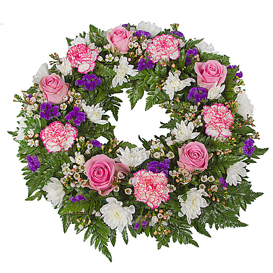 Classic Pink Wreath Funeral Flowers UK